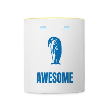Verrückte Pinguine - Tasse zweifarbig - Weiß/Gelb - Vorne