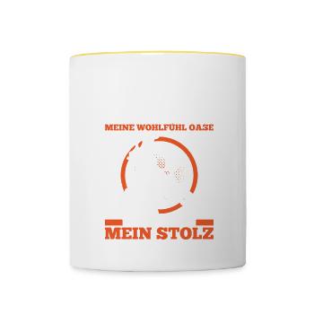 Rügen Meine Wohlfühl Oase Meine Heimat Stolz - Tasse zweifarbig - Weiß/Gelb - Vorne