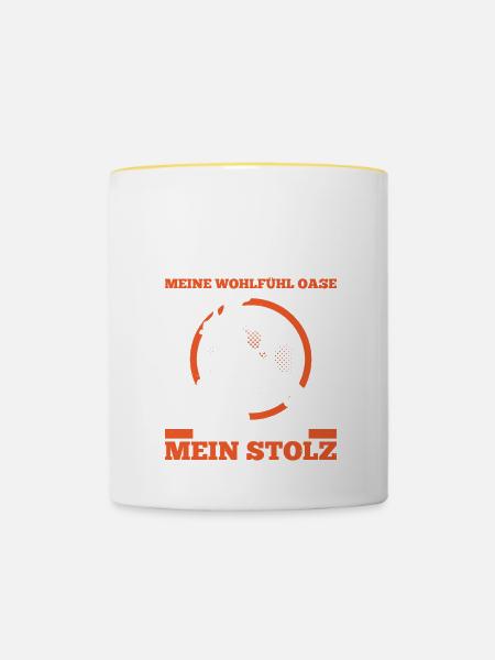 Rügen Meine Wohlfühl Oase Meine Heimat Stolz - Tasse zweifarbig - Weiß/Gelb