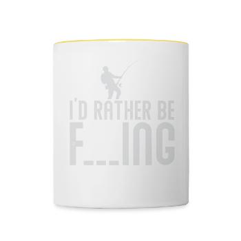 Angeln versuchen - Tasse zweifarbig - Weiß/Gelb - Vorne