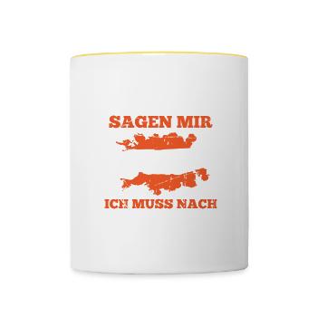 Die Stimmem In Meinem Kopf Sagen Mir Norderney - Tasse zweifarbig - Weiß/Gelb - Vorne
