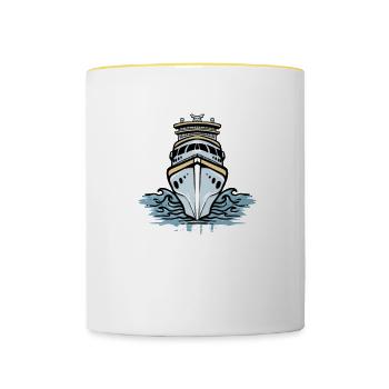 Kreuzfahrt I Kreuzfahrtschiff Urlaub Motiv für - Tasse zweifarbig - Weiß/Gelb - Vorne