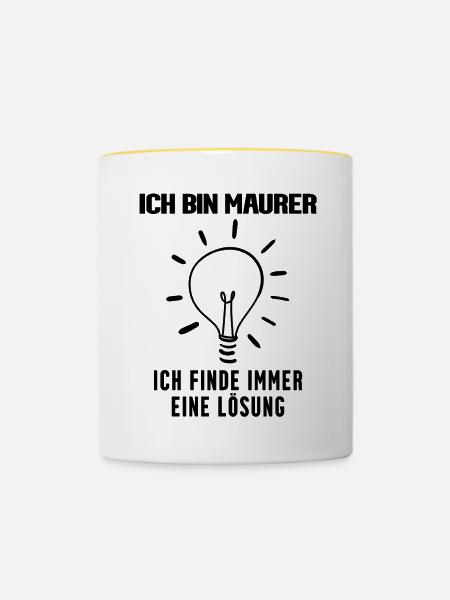 Maurer Beruf Ausbildung - Tasse zweifarbig - Weiß/Gelb
