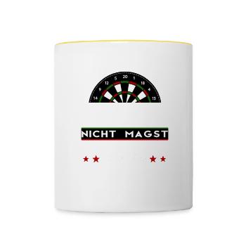 Darts Dartspieler - Tasse zweifarbig - Weiß/Gelb - Vorne