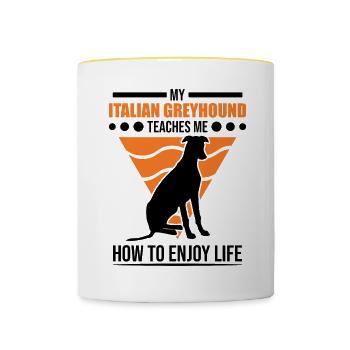 Italian greyhound Italian wind chime - Contrasting Mug - white/yellow - Front