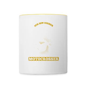 Bin Der Legendäre Motocrosser Von Dem Alle Reden - Tasse zweifarbig - Weiß/Gelb - Vorne