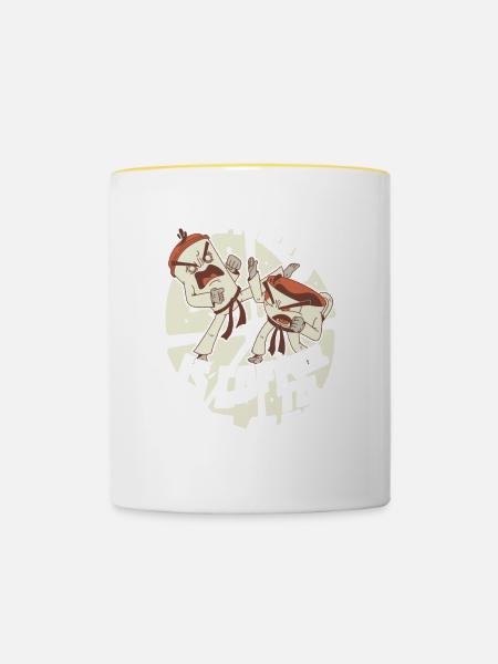Kaffee - Tasse zweifarbig - Weiß/Gelb