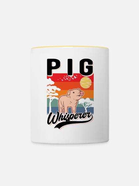 Schweineflüsterer Schweine Pig Whisperer - Tasse zweifarbig - Weiß/Gelb