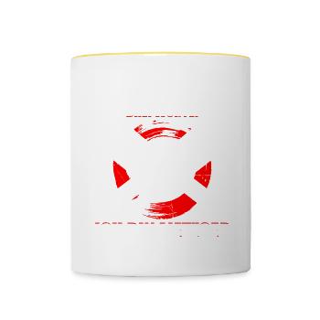 Los Sag Die Magischen Drei Worte! Ich Bin Metzger - Tasse zweifarbig - Weiß/Gelb - Vorne