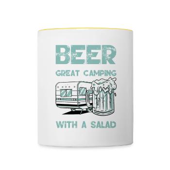 No Great Camping Story Started With A Salad 3 - Tasse zweifarbig - Weiß/Gelb - Vorne