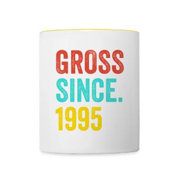 Drôle d’anniversaire brut depuis 1995 - Mug contrasté - blanc/jaune - Devant