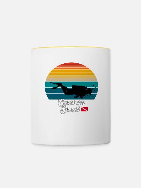 Caravelas Brazil Diving - Tasse zweifarbig - Weiß/Gelb