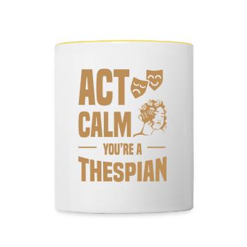 Theater Motiv für Theaterschauspieler - Tasse zweifarbig - Weiß/Gelb - Vorne