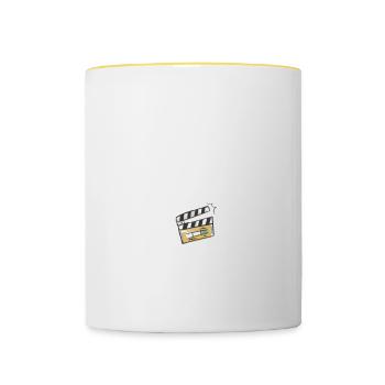 Motif de théâtre pour les acteurs de théâtre - Mug contrasté - blanc/jaune - Devant