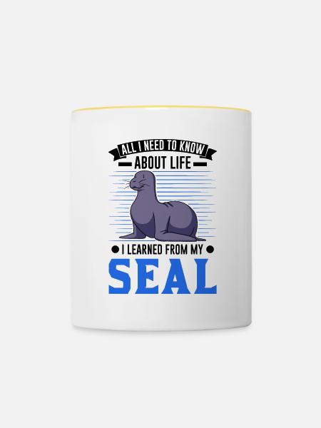 Robbe Geschenk Seal Seelöwe - Tasse zweifarbig - Weiß/Gelb