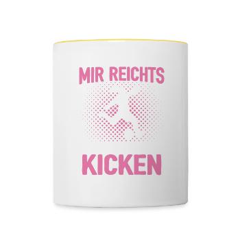 Mädchenfussball Fussballerin Fussballmädchen - Tasse zweifarbig - Weiß/Gelb - Vorne