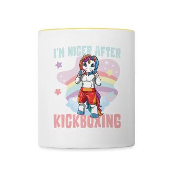 I'm Niver After Kickboxing Einhorn - Tasse zweifarbig - Weiß/Gelb - Vorne