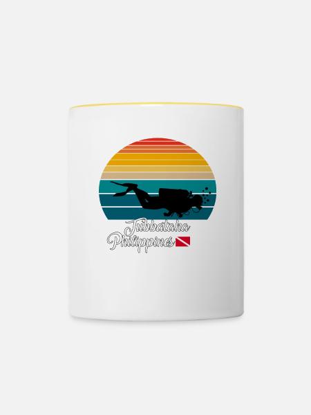 Tubbataha Philippines Diving - Tasse zweifarbig - Weiß/Gelb