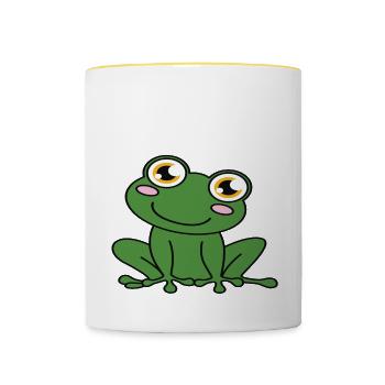 Je ne m’intéresse qu’aux grenouilles - Mug contrasté - blanc/jaune - Devant
