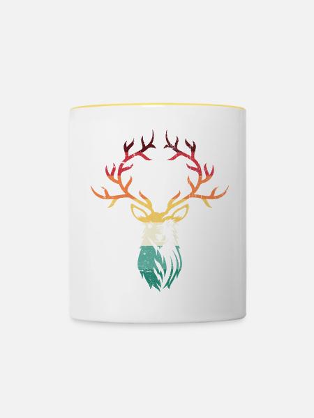 Hirschgeweih mit Farbverlauf - Tasse zweifarbig - Weiß/Gelb