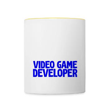 Not be perfect but i am a video game developer 2 - Contrasting Mug - white/yellow - Front