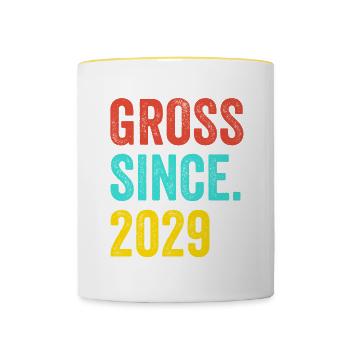 Funny Birthday Gross Since 2029 - Contrasting Mug - white/yellow - Front