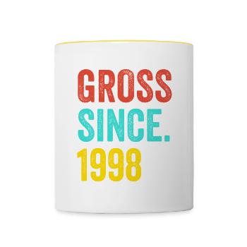 Drôle d’anniversaire brut depuis 1998 - Mug contrasté - blanc/jaune - Devant