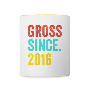 Lustiger Geburtstag brutto seit 2016 - Tasse zweifarbig - Weiß/Gelb - Vorne
