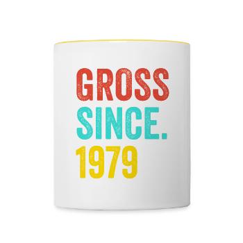 Funny Birthday Gross Since 1979 - Contrasting Mug - white/yellow - Front