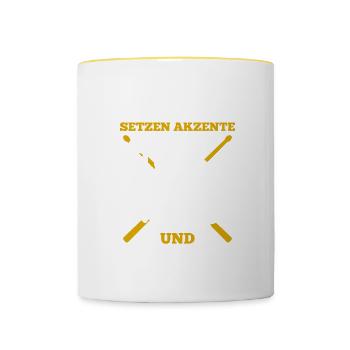 Schlagzeuger Setzen Akzente Und Können Verschieben - Tasse zweifarbig - Weiß/Gelb - Vorne