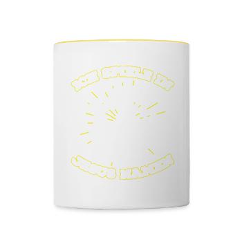 Ich Spiele In Jesus Namen Schlagzeug - Tasse zweifarbig - Weiß/Gelb - Vorne