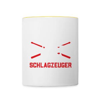 Geboren um Schlagzeuger Zu Sein Schlagzeug - Tasse zweifarbig - Weiß/Gelb - Vorne