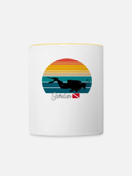 Sweden Scuba Diving Gift - Tasse zweifarbig - Weiß/Gelb