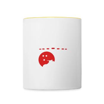 Bowler Bowling Bowlingspieler Geschenk - Tasse zweifarbig - Weiß/Gelb - Vorne