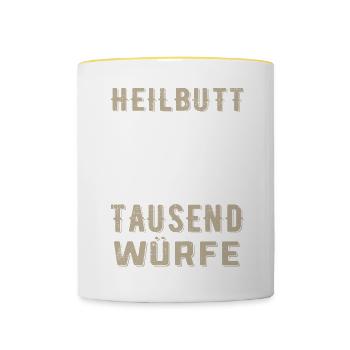 Heilbutt der Fisch der tausend Würfe Angelfreunde - Tasse zweifarbig - Weiß/Gelb - Vorne