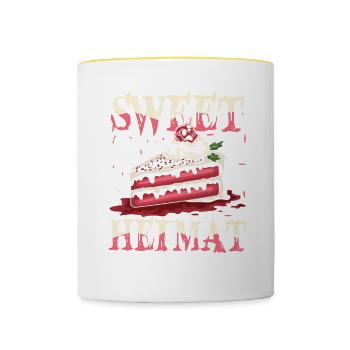 Sweet Heimat für Kuchen Torten Liebhaber - Tasse zweifarbig - Weiß/Gelb - Vorne