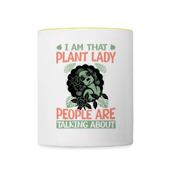 I Am That Plant Lady People Are Talking About - Pl - Contrasting Mug - white/yellow - Front