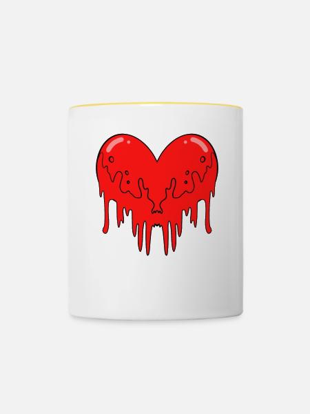 Herz Blut - Tasse zweifarbig - Weiß/Gelb