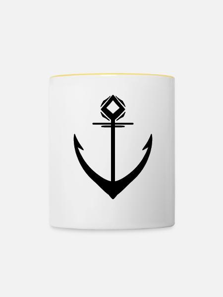 Anker Schwarz - Tasse zweifarbig - Weiß/Gelb