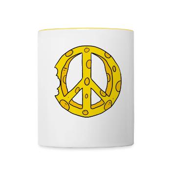 Käse Peace Frieden - Tasse zweifarbig - Weiß/Gelb - Vorne