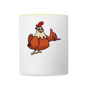 Chickens Before Dates - Contrasting Mug - white/yellow - Front
