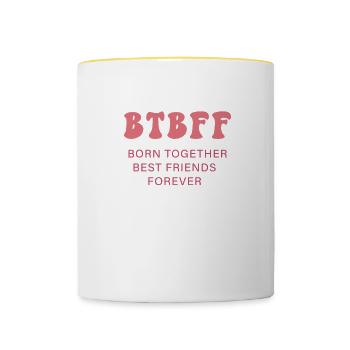 BTBFF Matching Twin Outfit Identique Twins - Mug contrasté - blanc/jaune - Devant