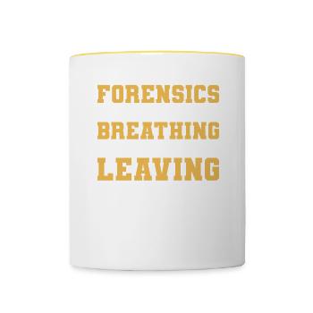 La médecine légale s’ils respirent, nous partons - Mug contrasté - blanc/jaune - Devant