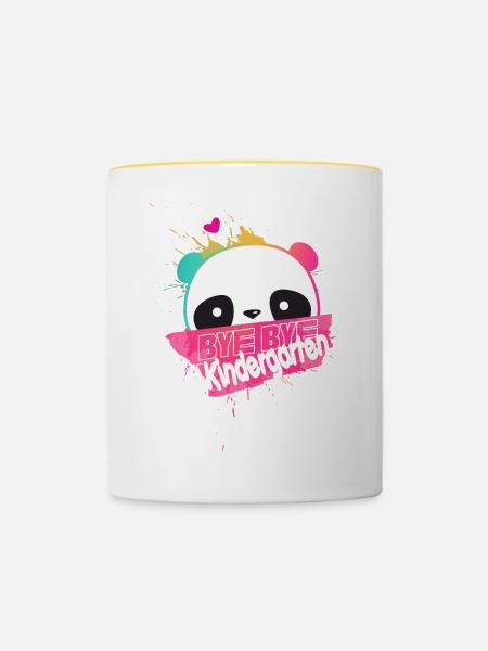Endlich Schulkind, Einschulung - Tasse zweifarbig - Weiß/Gelb