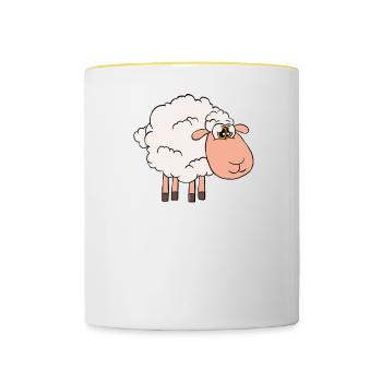 Enfin à la retraite et du temps pour les moutons - Mug contrasté - blanc/jaune - Devant