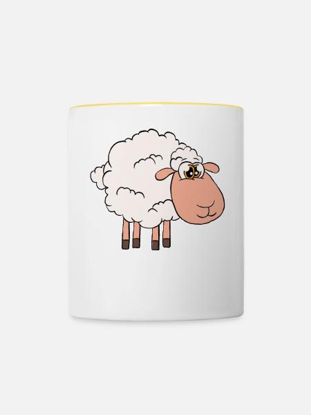 Ich Bin Wirklich Schafsüchtig - Tasse zweifarbig - Weiß/Gelb