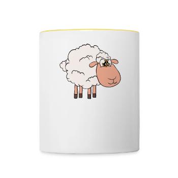 Je ne suis pas célibataire, j’ai un mouton - Mug contrasté - blanc/jaune - Devant
