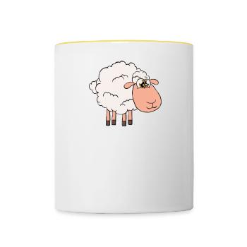 Sorry, I have plans with my sheep - Contrasting Mug - white/yellow - Front