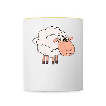 Schafe Vor Datteln - Tasse zweifarbig - Weiß/Gelb - Vorne