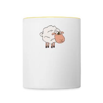 Ce qu’une bière et un mouton ne pouvaient pas faire - Mug contrasté - blanc/jaune - Devant